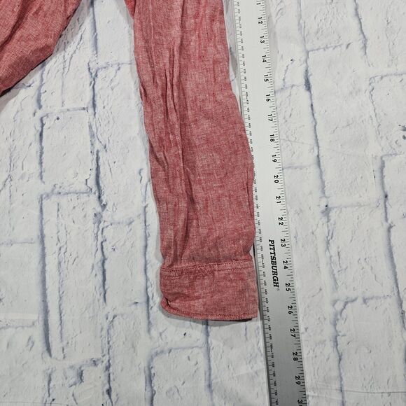 Banana Republic MENS SIZE L Shirt 100% Linen Camden Fit Salmon Long Sleeve - Picture 6 of 10